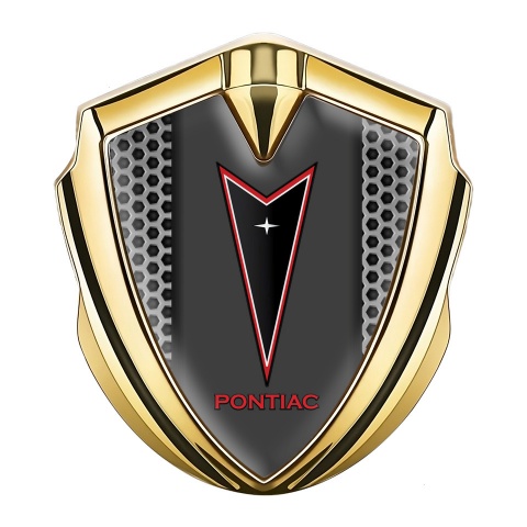 Pontiac Selbstklebendes Metallaufkleber Emblem Goldtonfarbe Stahlgewebe Design
