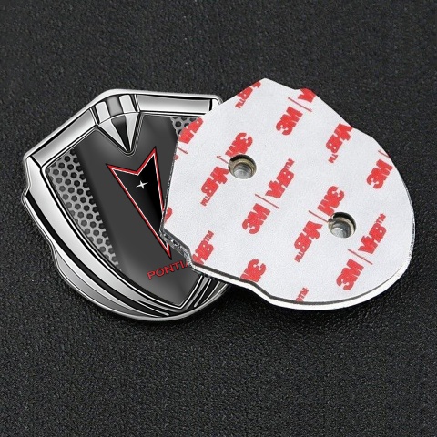 Pontiac Selbstklebendes Metallaufkleber Emblem Silbertonfarbe Stahlgewebe Design