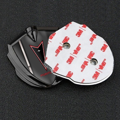 Pontiac Emblem Logo Schriftzug Aufkleber Graphit Tonfarbe Sport Band Basis Mit Rote Logo Stil