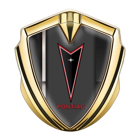 Pontiac Emblem Logo Schriftzug Aufkleber Goldtonfarbe Sport Band Basis Mit Rote Logo Stil