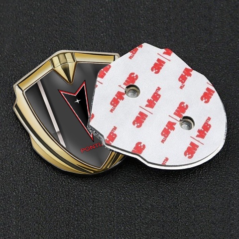 Pontiac Emblem Logo Schriftzug Aufkleber Goldtonfarbe Sport Band Basis Mit Rote Logo Stil