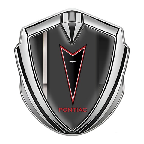 Pontiac Emblem Logo Schriftzug Aufkleber Silbertonfarbe Sport Band Basis Mit Rote Logo Stil