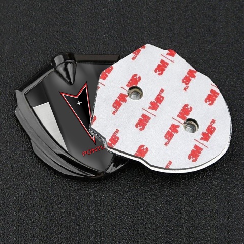 Pontiac Seitenflugel Emblem Aufkleber Graphit Tonfarbe Mattierte Platte mit Rote Logo Stil