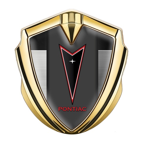 Pontiac Seitenflugel Emblem Aufkleber Goldtonfarbe Mattierte Platte mit Rote Logo Stil