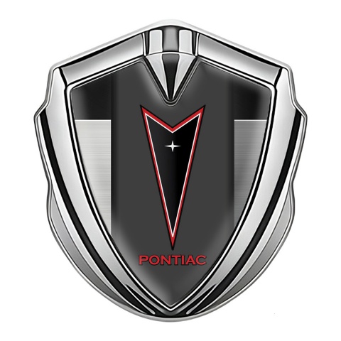 Pontiac Seitenflugel Emblem Aufkleber Silbertonfarbe Mattierte Platte mit Rote Logo Stil