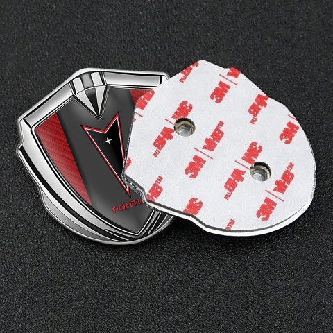 Pontiac Emblem Abzeichen Silbertonfarbe Rote Carbon Design
