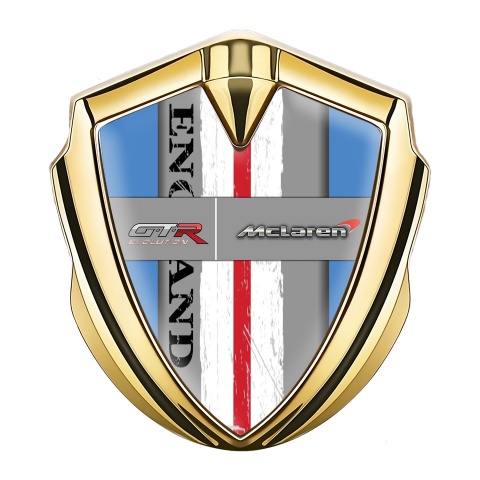 Mclaren Emblem Logo Schriftzug Aufkleber Goldtonfarbe Blau Basis mit Gtr Logo Stil