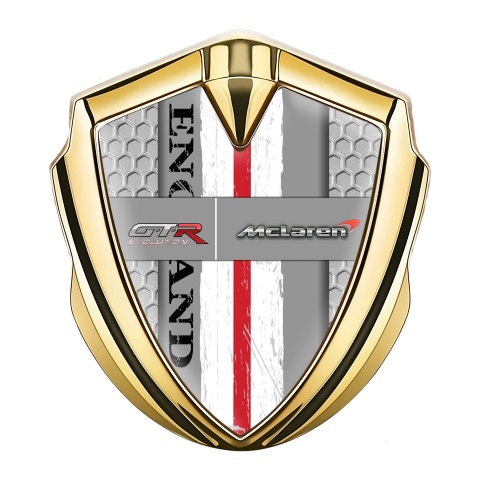 Mclaren GTR Abzeichen selbstklebend Goldtonfarbe Wabeneffekt England Stil