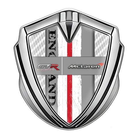 Mclaren GTR Emblem Abzeichen selbstklebend Silbertonfarbe Weiss Carbon England Still