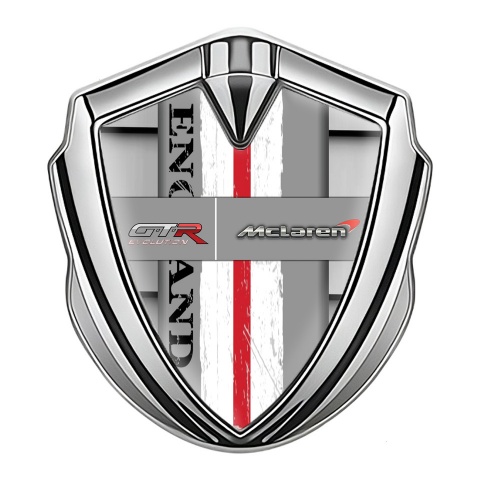 Mclaren GTR Emblem Logo Schriftzug Aufkleber Silbertonfarbe Auto Gitter Basis England Stil Logo