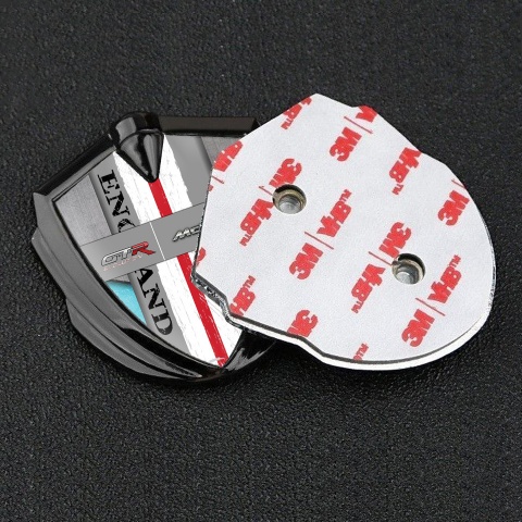Mclaren GTR Selbstklebendes Metallaufkleber Emblem Graphit Tonfarbe Grau Blau Basis England Stil