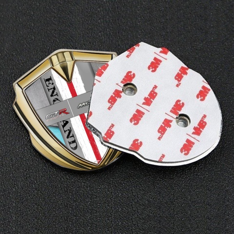 Mclaren GTR Selbstklebendes Metallaufkleber Emblem Goldtonfarbe Grau Blau Basis England Stil