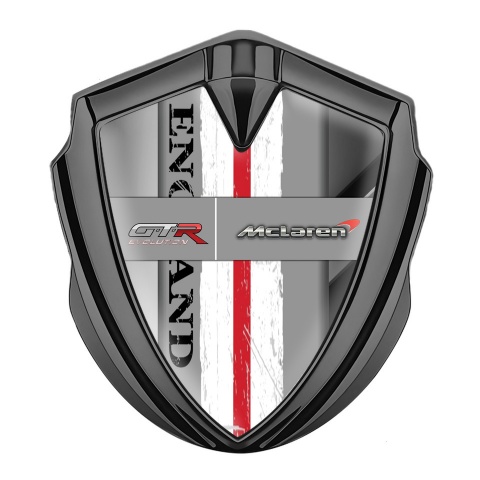 Mclaren GTR Abzeichen selbstklebend Graphit Tonfarbe Metall Details Basis England Stil