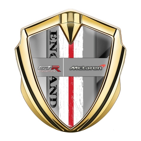 Mclaren GTR Abzeichen selbstklebend Goldtonfarbe Metall Details Basis England Stil