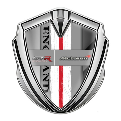 Mclaren GTR Abzeichen selbstklebend Silbertonfarbe Metall Details Basis England Stil