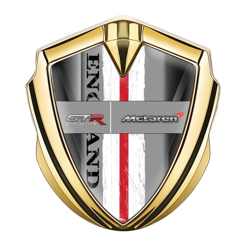 Mclaren GTR Emblem Abzeichen selbstklebend Goldtonfarbe V Form Elemente Basis England Stil Logo