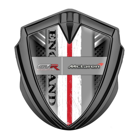 Mclaren GTR Emblem Auto Zeichen  Graphit Tonfarbe Grau Schild Basis England Stil Logo