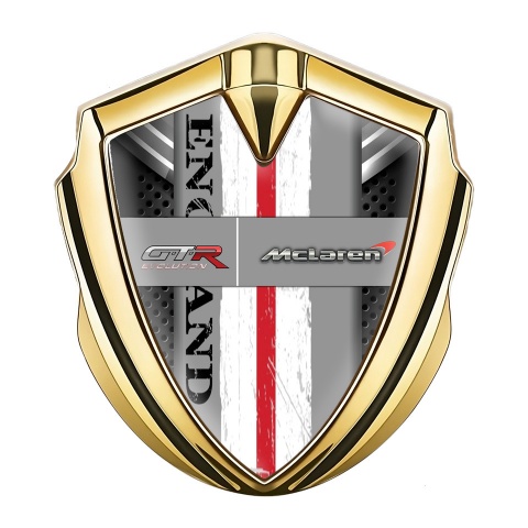 Mclaren GTR Emblem Auto Zeichen Goldtonfarbe Grau Schild Basis England Stil Logo