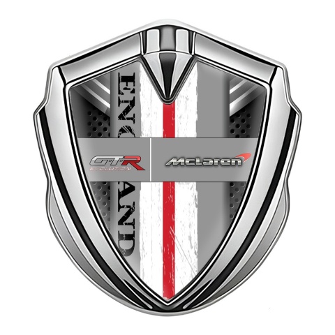 Mclaren GTR Emblem Auto Zeichen Silbertonfarbe Grau Schild Basis England Stil Logo
