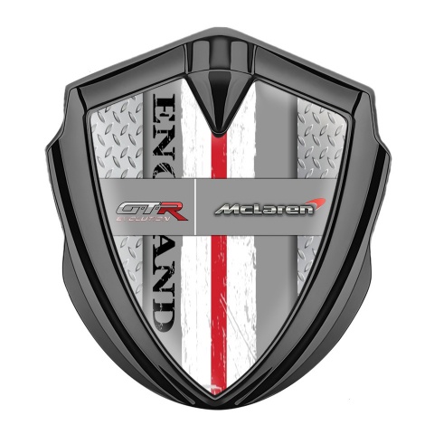 Mclaren GTR Selbstklebendes Metallaufkleber Emblem Graphit Tonfarbe Metallboden Design England Logo
