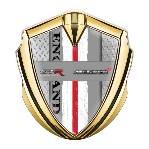 Mclaren GTR Selbstklebendes Metallaufkleber Emblem Goldtonfarbe Metallboden Design England Logo