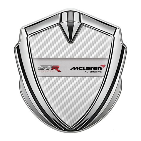 Mclaren GTR Emblem Auto Zeichen Silbertonfarbe Weiss carbon Design