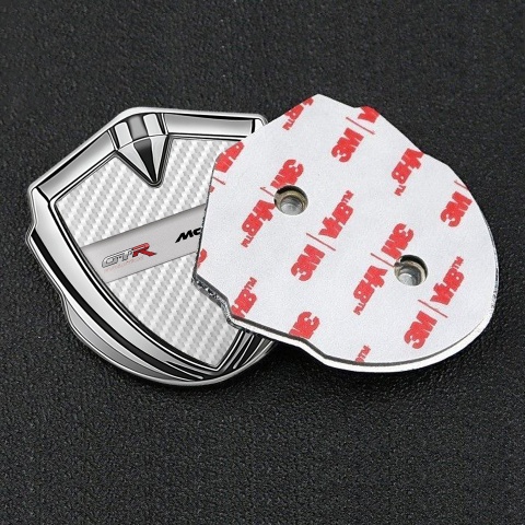 Mclaren GTR Emblem Auto Zeichen Silbertonfarbe Weiss carbon Design