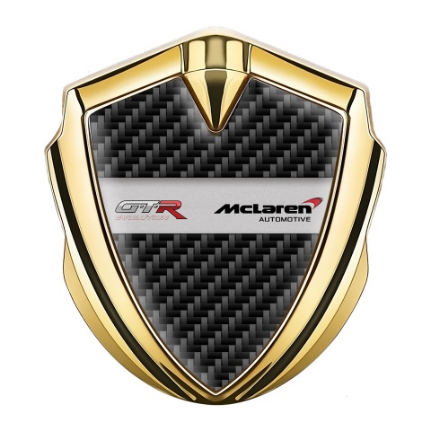 Mclaren GTR Selbstklebendes Metallaufkleber Emblem Goldtonfarbe Schwarz Carbon Design