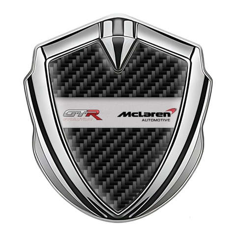 Mclaren GTR Selbstklebendes Metallaufkleber Emblem Silbertonfarbe Schwarz Carbon Design