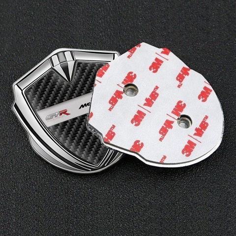 Mclaren GTR Selbstklebendes Metallaufkleber Emblem Silbertonfarbe Schwarz Carbon Design