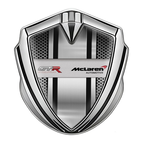 Mclaren GTR Seitenflugel Emblem Aufkleber Silbertonfarbe Gitter mit Metal Panel Design