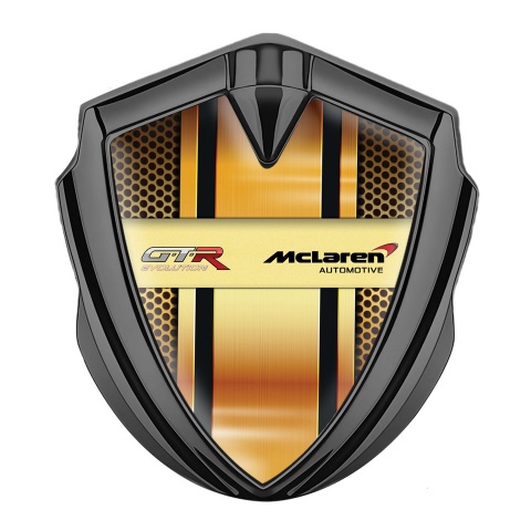 Mclaren GTR Emblem Abzeichen Graphit Tonfarbe Gelb Gitter Design
