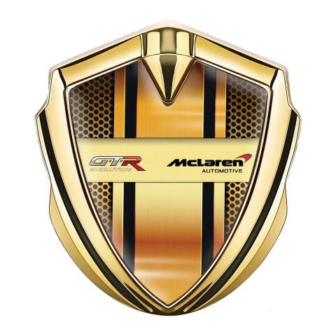 Mclaren GTR Emblem Abzeichen Goldtonfarbe Gelb Gitter Design