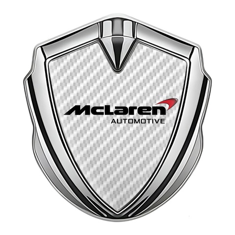 Mclaren Emblem Logo Schriftzug Aufkleber Silbertonfarbe Weiss Carbon version