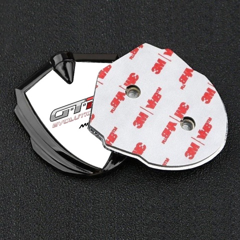 Mclaren GTR Seitenflugel Emblem Aufkleber Graphit Tonfarbe Weiss Print Evolution Logo stil
