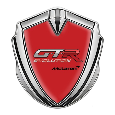 Mclaren GTR Emblem Abzeichen Silbertonfarbe Rote Print Evolution logo