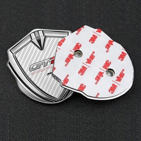 Mclaren GTR Selbstklebendes Metallaufkleber Emblem Silbertonfarbe Weiss Carbon Evolution Logo