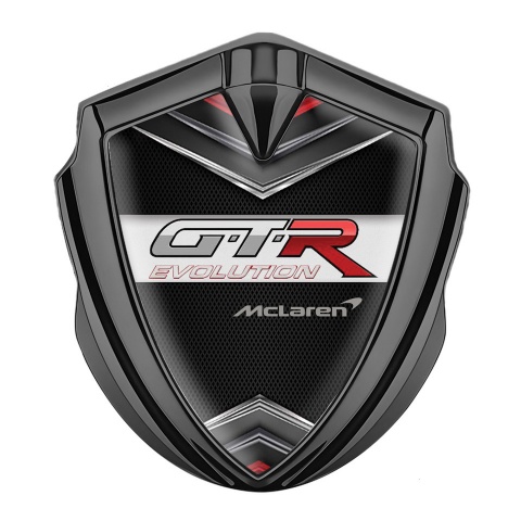 Mclaren GTR Emblem Logo Schriftzug Aufkleber Graphit Tonfarbe Chrom Elemente Evolution logo