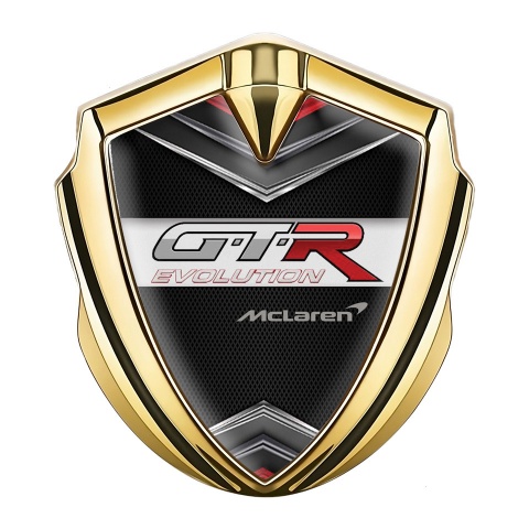 Mclaren GTR Emblem Logo Schriftzug Aufkleber Goldtonfarbe Chrom Elemente Evolution logo