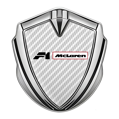 Mclaren Emblem Auto Zeichen Silbertonfarbe Weiss carbon mit F1 logo