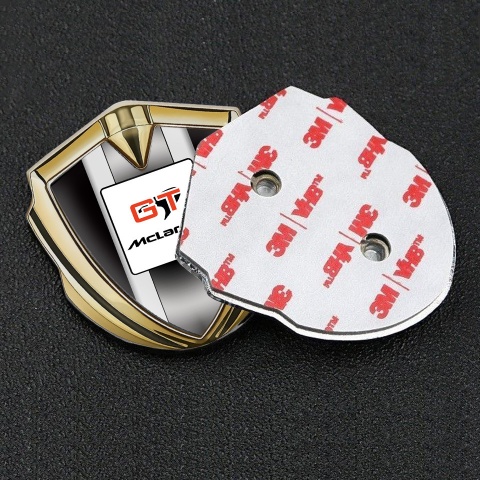 Mclaren Selbstklebendes Metallaufkleber Emblem Goldtonfarbe Schwarz Basis GT Logo