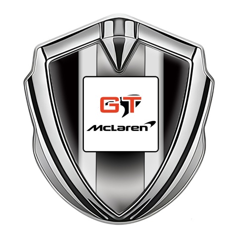 Mclaren Selbstklebendes Metallaufkleber Emblem Silbertonfarbe Schwarz Basis GT Logo