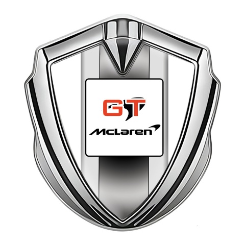 Mclaren Emblem Logo Schriftzug Aufkleber Silbertonfarbe Weiss Basis GT Logo
