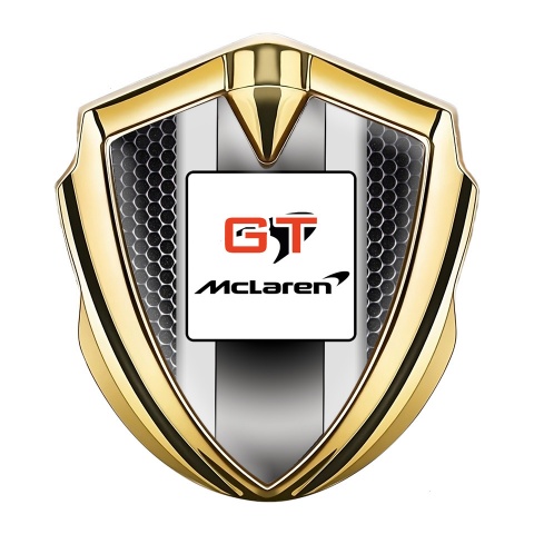 Mclaren Emblem Auto Zeichen Goldtonfarbe Perforierter Stahl Basis mit Gt LOgo