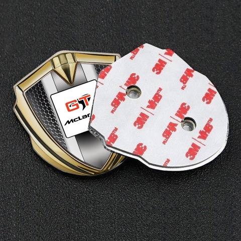 Mclaren Emblem Auto Zeichen Goldtonfarbe Perforierter Stahl Basis mit Gt LOgo