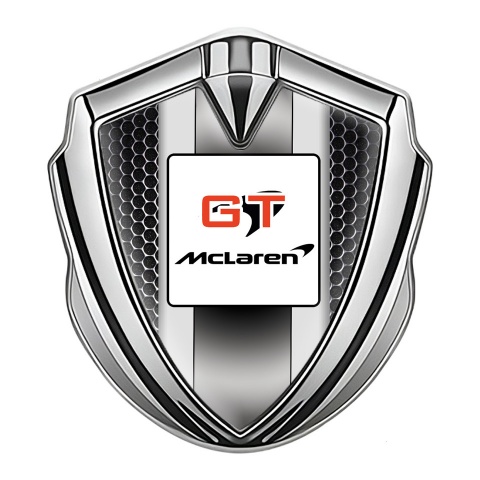 Mclaren Emblem Auto Zeichen Silbertonfarbe Perforierter Stahl Basis mit Gt LOgo