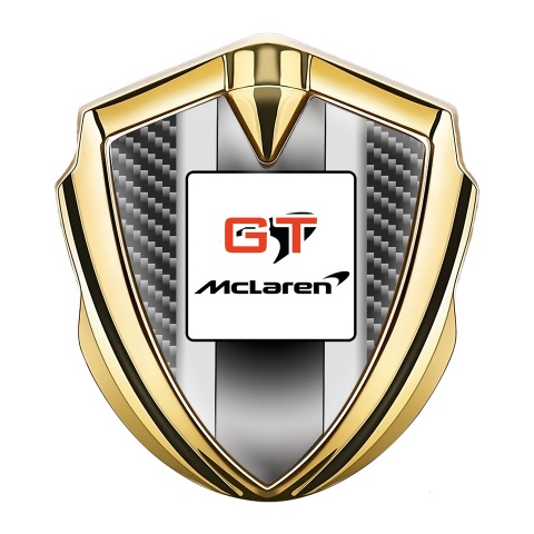 Mclaren Emblem Logo Schriftzug Aufkleber Goldtonfarbe Dunkles Carbon GT Logo