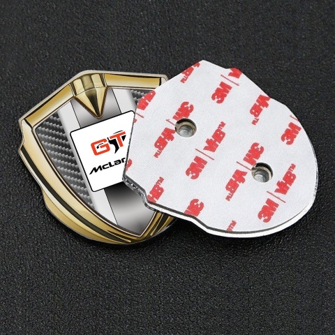 Mclaren Emblem Logo Schriftzug Aufkleber Goldtonfarbe Dunkles Carbon GT Logo