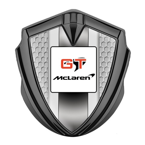 Mclaren Seitenflugel Emblem Aufkleber Graphit Tonfarbe Wabeneffekt Basis mit GT logo