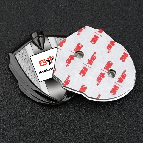 Mclaren Seitenflugel Emblem Aufkleber Graphit Tonfarbe Wabeneffekt Basis mit GT logo